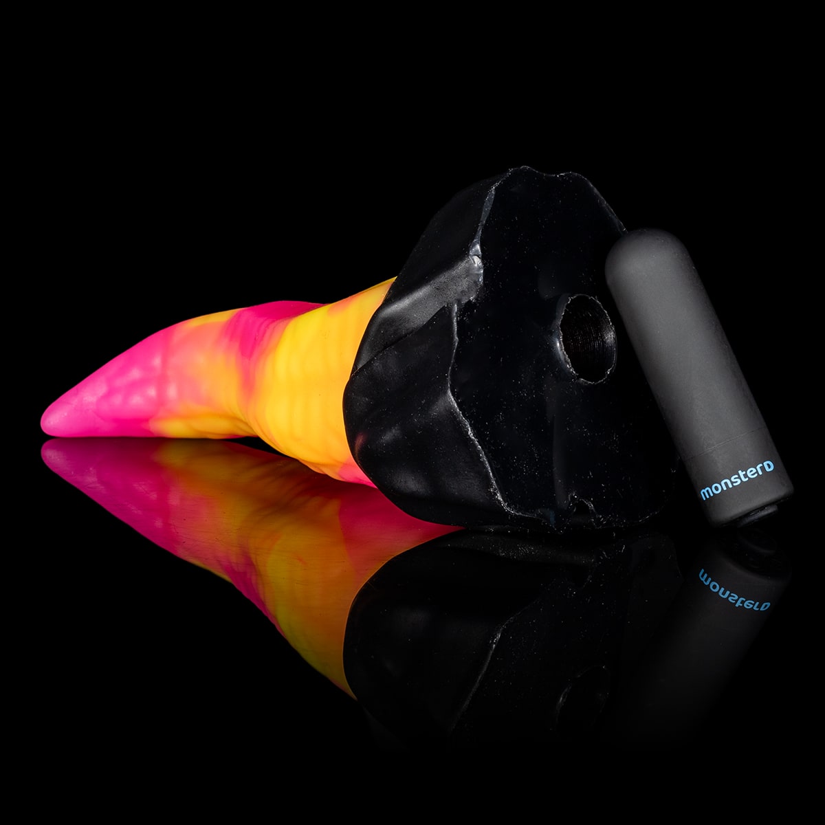 Dildo Monster D Lick Poison com ponta grossa e base em forma de boca
