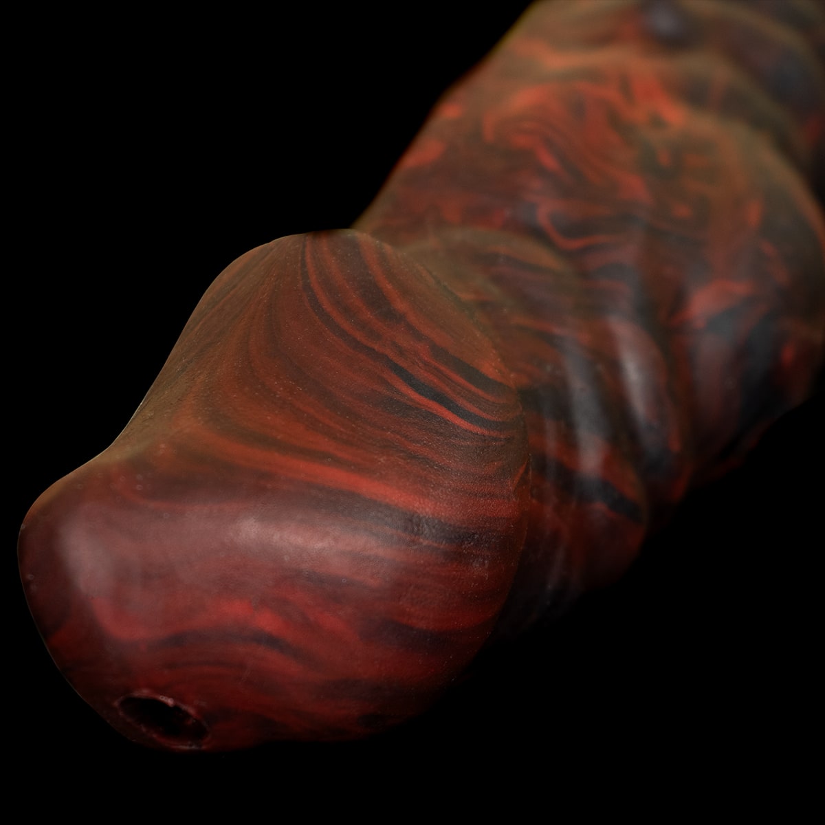 Forma espessa da capa peniana Monster D Hades com detalhes flamejantes
