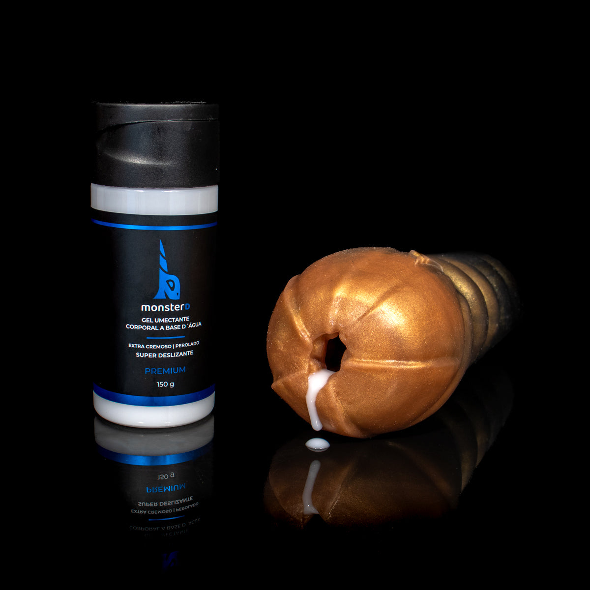 Estimulador de pênis Monster D com duas aberturas e toque de silicone macio sensual
